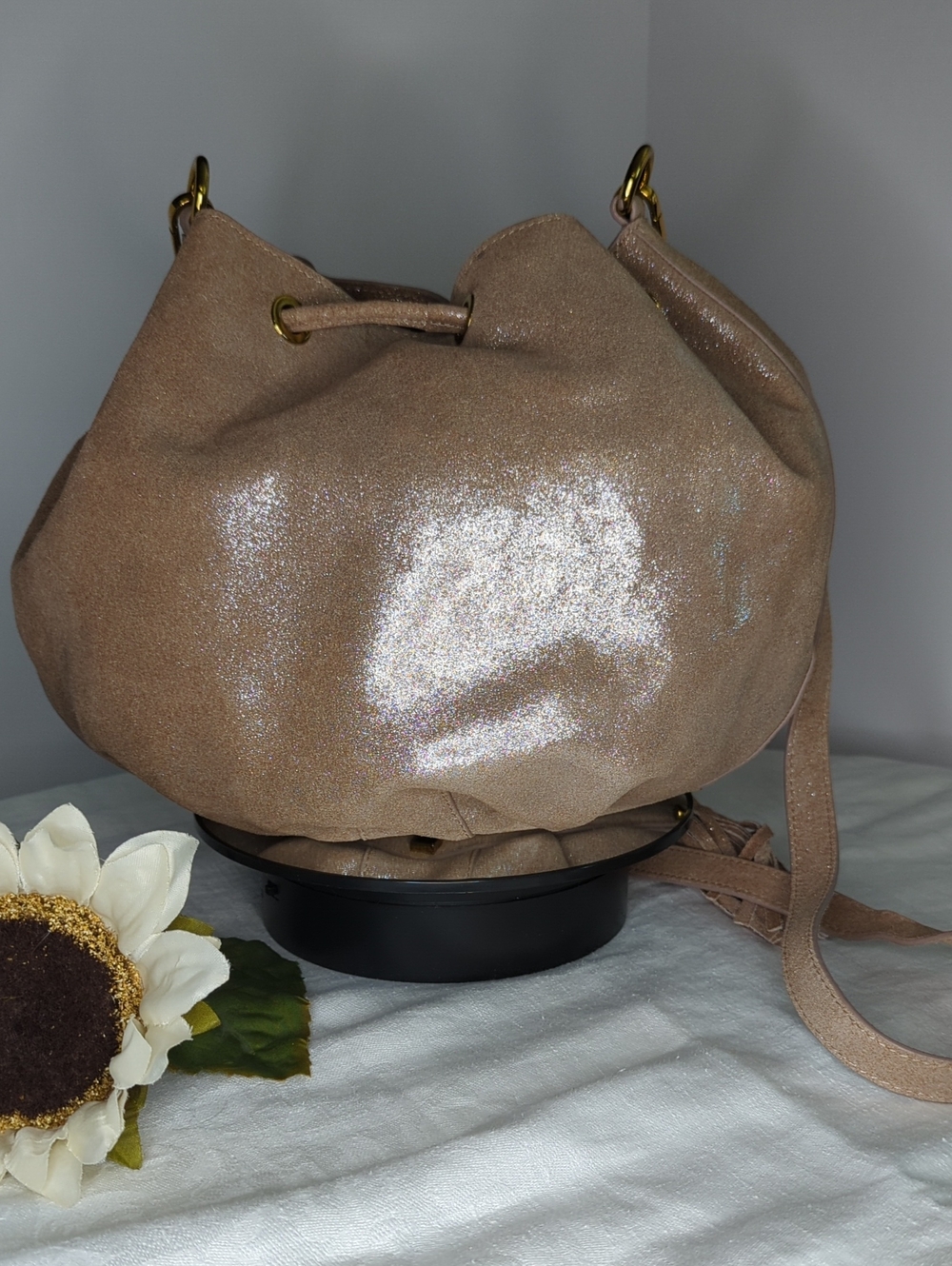 Sharif Shimmer Drawstring Crossbody Bag - Picture 4 of 8